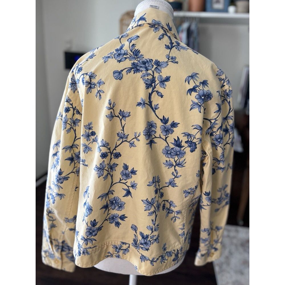 Talbots Jacket Large Stretch Button Front Yellow … - image 7